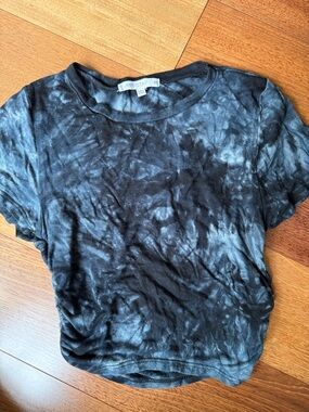 Black Tie-Dye Short Sleeve Crop Crew Tee